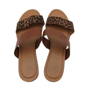 Women's A New Day Sandals Cheetah Print Slides Jaguar Leopard Animal Sz 9.5